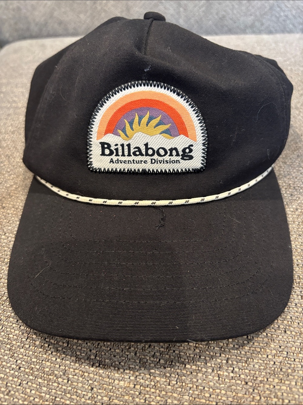 Billabong Kids Black Cap with Rainbow Sun Patch